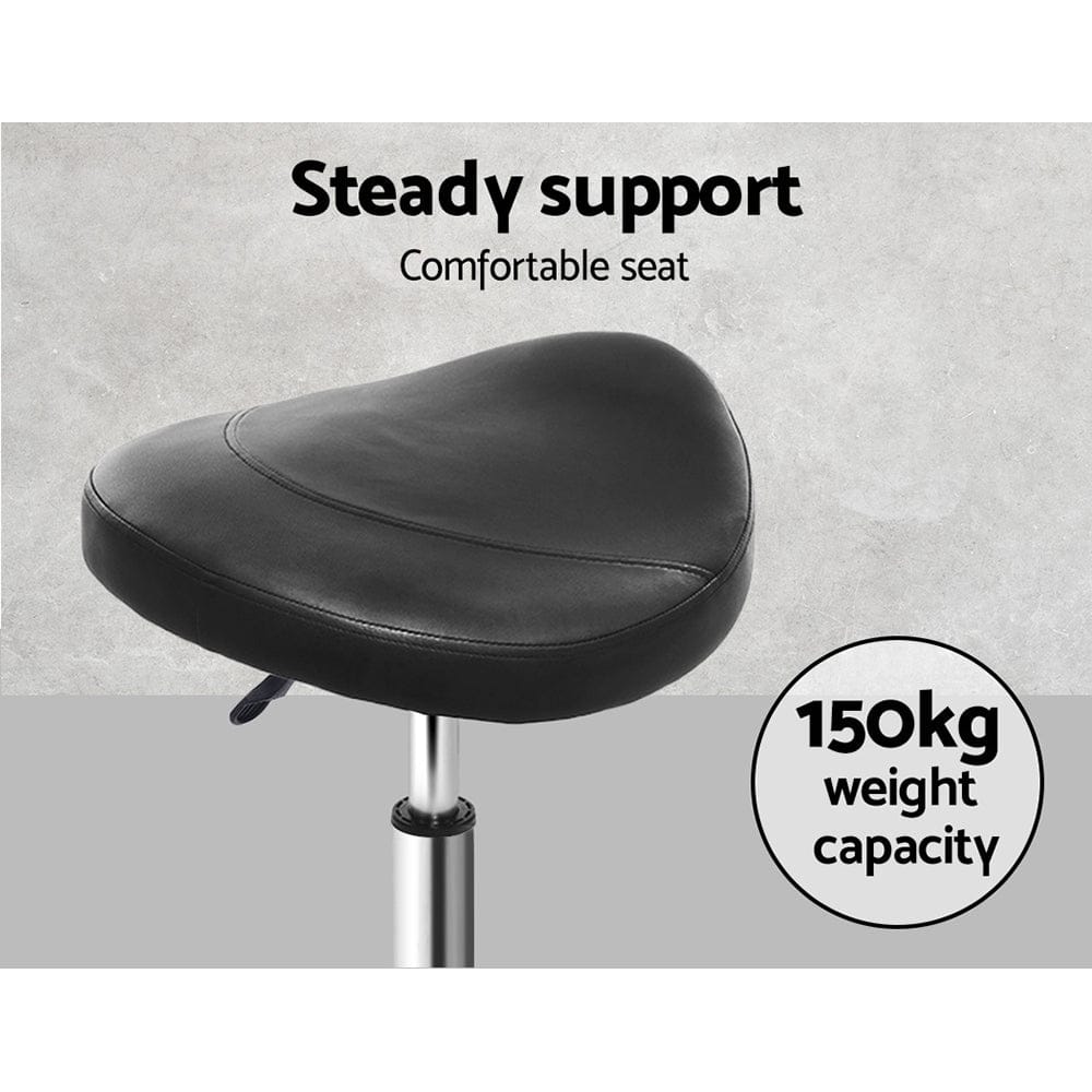 Artiss 2x Salon Stool Saddle Swivel Chair Black - SportZone.co.nz