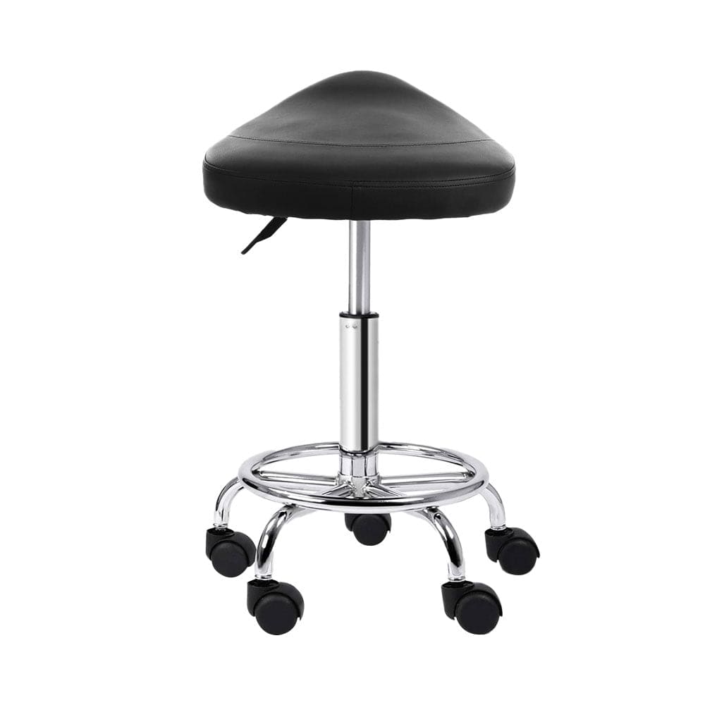 Artiss 2x Salon Stool Saddle Swivel Chair Black - SportZone.co.nz