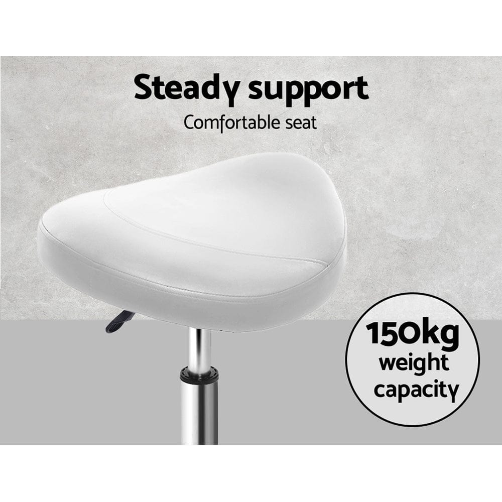 Artiss 2x Salon Stool Saddle Swivel Chair White - SportZone.co.nz