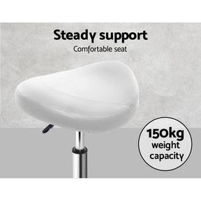 Artiss 2x Salon Stool Saddle Swivel Chair White - SportZone.co.nz