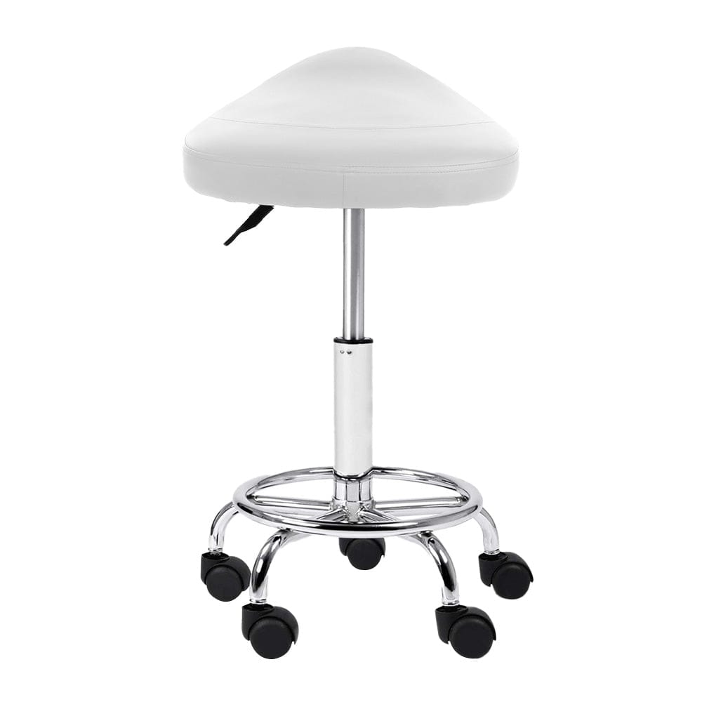 Artiss 2x Salon Stool Saddle Swivel Chair White - SportZone.co.nz