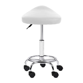 Artiss 2x Salon Stool Saddle Swivel Chair White - SportZone.co.nz