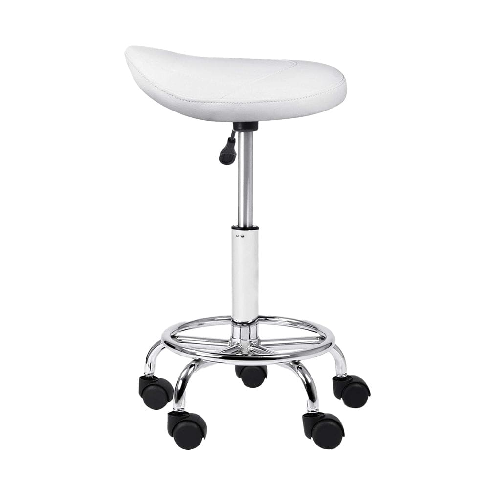 Artiss 2x Salon Stool Saddle Swivel Chair White - SportZone.co.nz