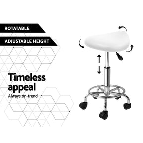 Artiss 2x Salon Stool Saddle Swivel Chair White - SportZone.co.nz