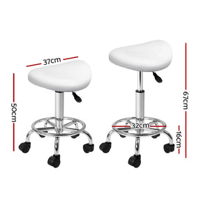 Artiss 2x Salon Stool Saddle Swivel Chair White - SportZone.co.nz