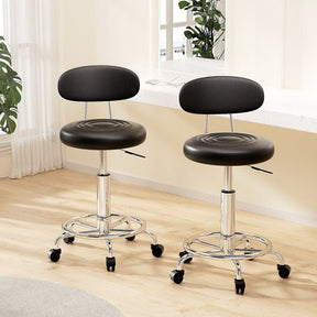 Artiss 2x Salon Stool Swivel Chair Backrest Black - SportZone.co.nz