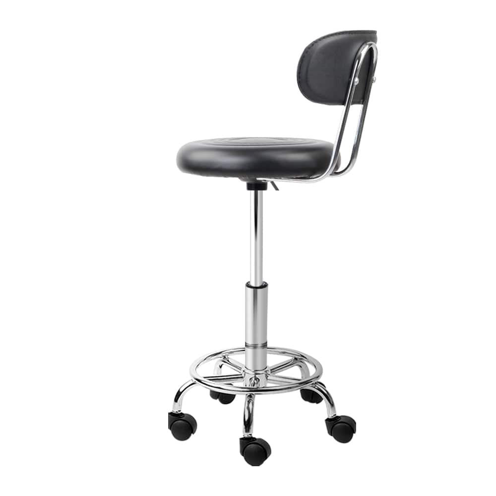 Artiss 2x Salon Stool Swivel Chair Backrest Black - SportZone.co.nz