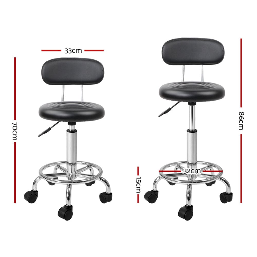 Artiss 2x Salon Stool Swivel Chair Backrest Black - SportZone.co.nz