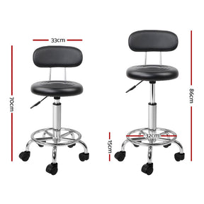 Artiss 2x Salon Stool Swivel Chair Backrest Black - SportZone.co.nz