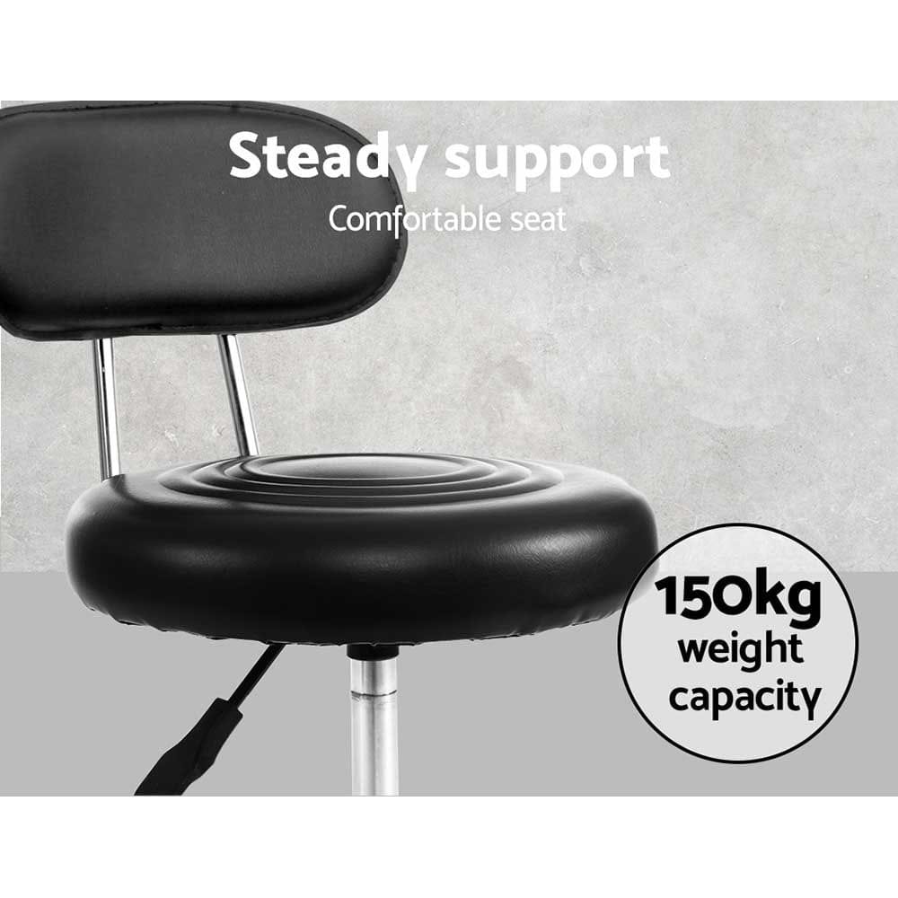 Artiss 2x Salon Stool Swivel Chair Backrest Black - SportZone.co.nz