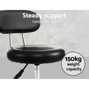 Artiss 2x Salon Stool Swivel Chair Backrest Black - SportZone.co.nz