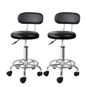 Artiss 2x Salon Stool Swivel Chair Backrest Black - SportZone.co.nz