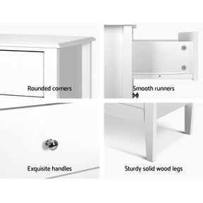 Artiss 3 Chest of Drawers - BRITTANY White - SportZone.co.nz