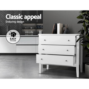 Artiss 3 Chest of Drawers - BRITTANY White - SportZone.co.nz