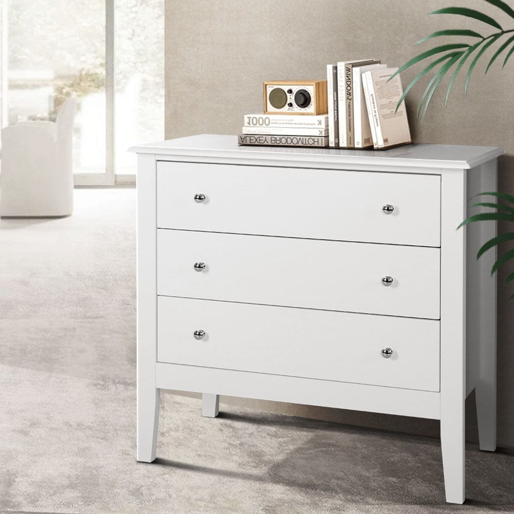 Artiss 3 Chest of Drawers - BRITTANY White - SportZone.co.nz