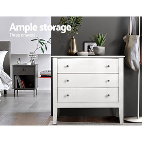 Artiss 3 Chest of Drawers - BRITTANY White - SportZone.co.nz