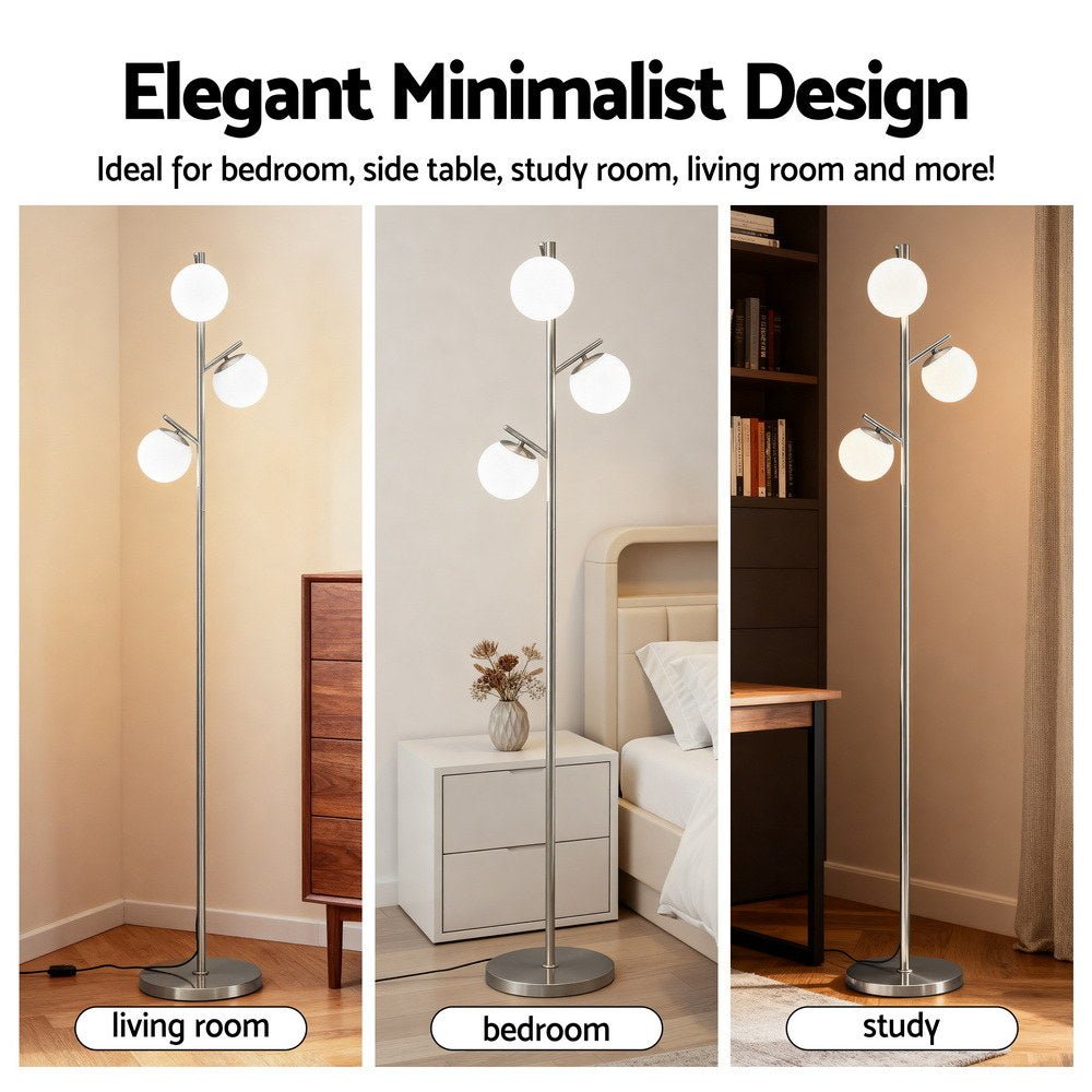 Artiss 3 - Light Floor Lamp – 165cm Standing Lamp Glass Shades - SportZone.co.nz