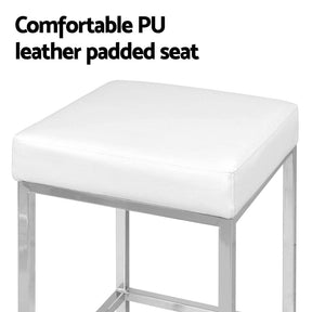 Artiss 4x Bar Stools Leather Padded Metal White - SportZone.co.nz