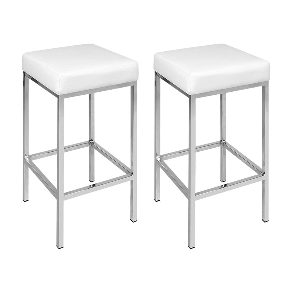 Artiss 4x Bar Stools Leather Padded Metal White - SportZone.co.nz