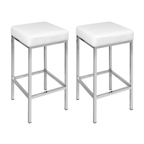 Artiss 4x Bar Stools Leather Padded Metal White - SportZone.co.nz