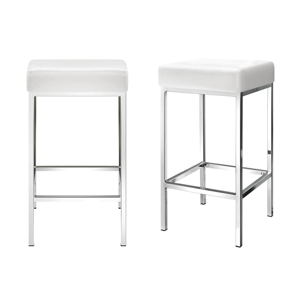 Artiss 4x Bar Stools Leather Padded Metal White - SportZone.co.nz