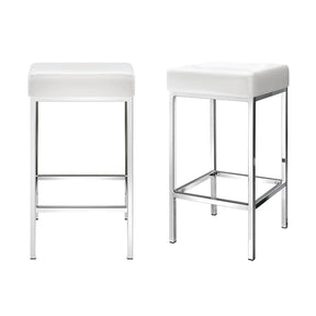 Artiss 4x Bar Stools Leather Padded Metal White - SportZone.co.nz
