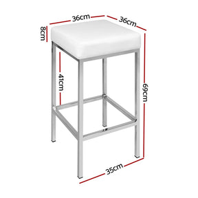 Artiss 4x Bar Stools Leather Padded Metal White - SportZone.co.nz