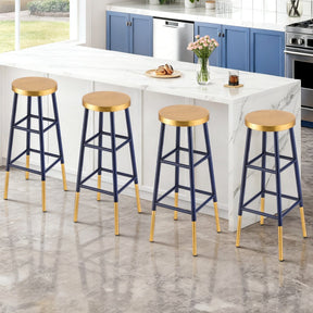 Artiss 4x Bar Stools Metal Gold Navy - SportZone.co.nz