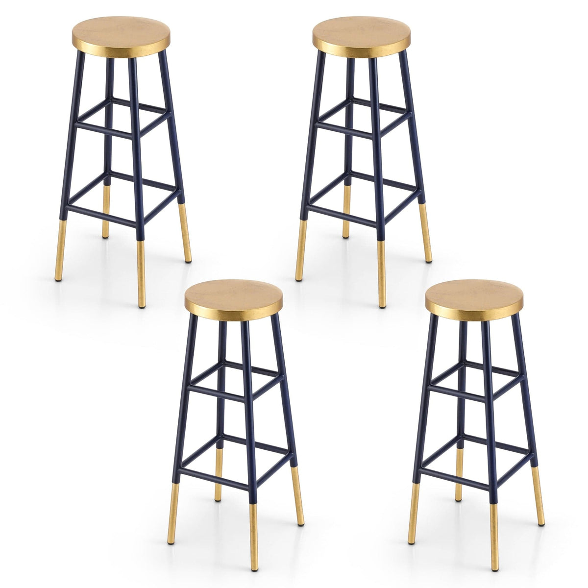 Artiss 4x Bar Stools Metal Gold Navy - SportZone.co.nz