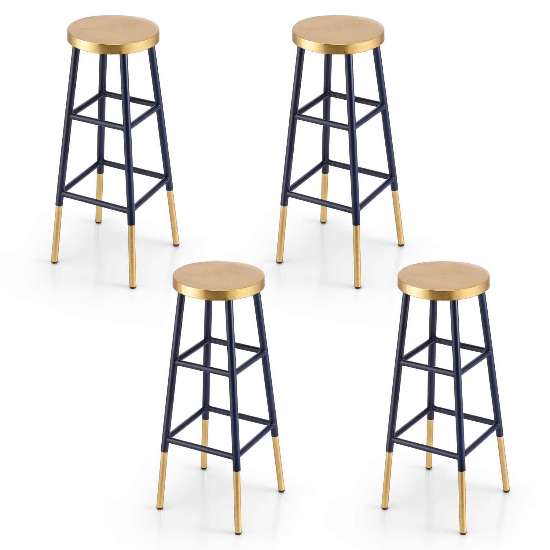 Artiss 4x Bar Stools Metal Gold Navy - SportZone.co.nz