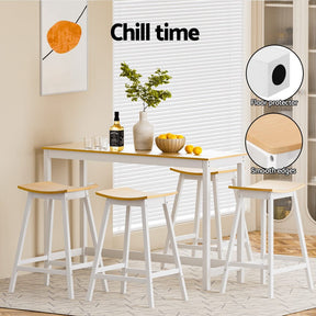 Artiss 4x Bar Stools Wooden Chairs Oak - SportZone.co.nz