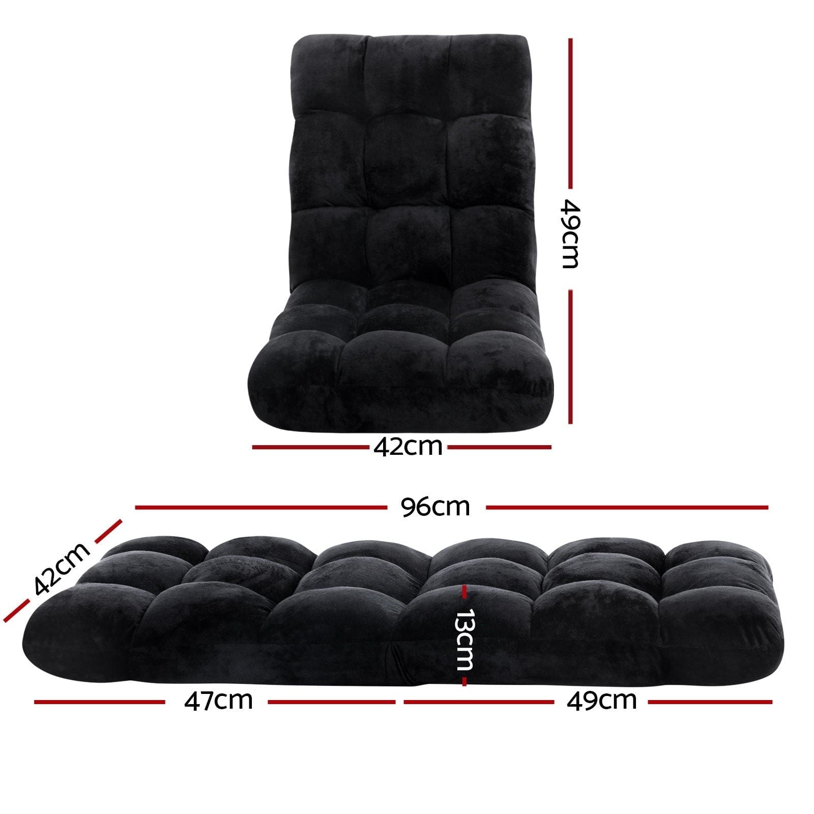 Artiss 4X Lounge Sofa Bed Flannel Fabric Black - SportZone.co.nz