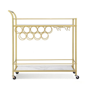 Artiss Bar Cart Drinks Trolley Serving Wine Rack Glass Holder Marble 85cm Gold - SportZone.co.nz