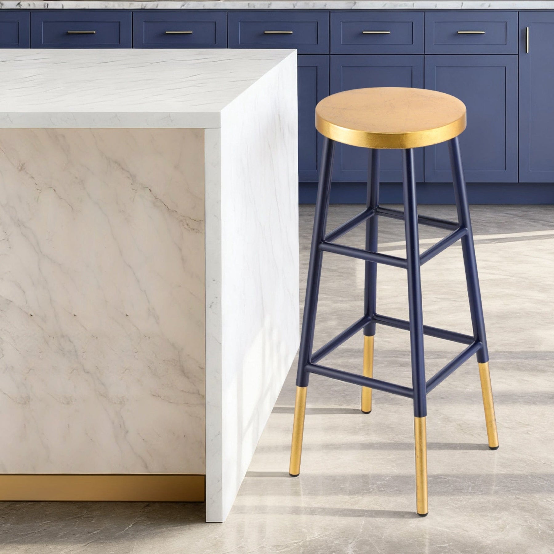 Artiss Bar Stools Metal Gold Navy - SportZone.co.nz