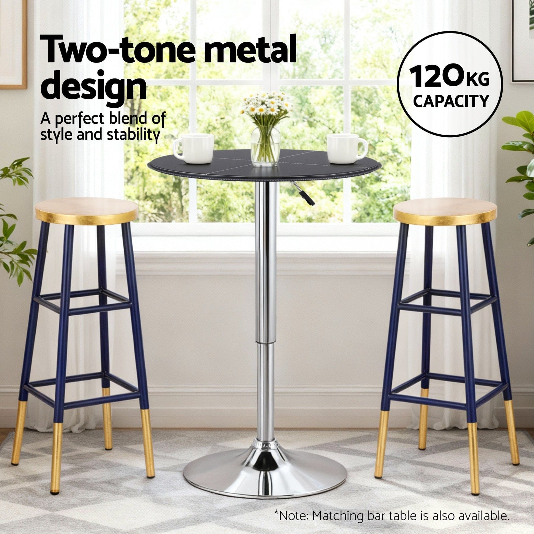 Artiss Bar Stools Metal Gold Navy - SportZone.co.nz