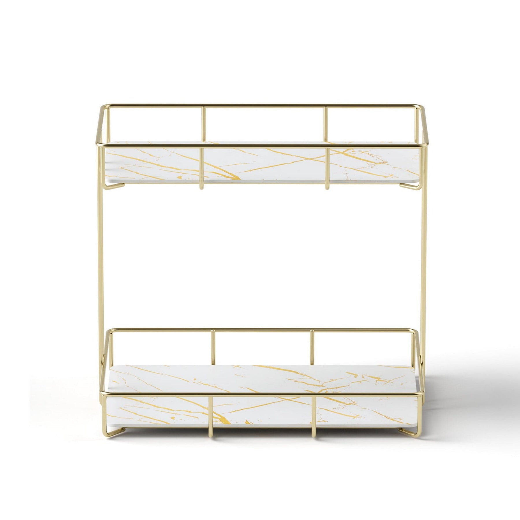 Artiss Bathroom Storage Rack 2 Tier Corner Organiser Gold Marble Look - SportZone.co.nz