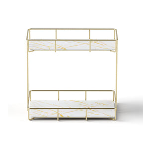 Artiss Bathroom Storage Rack 2 Tier Corner Organiser Gold Marble Look - SportZone.co.nz