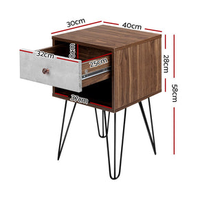 Artiss Bedside Table 1 Drawers with Shelf - LARS - SportZone.co.nz