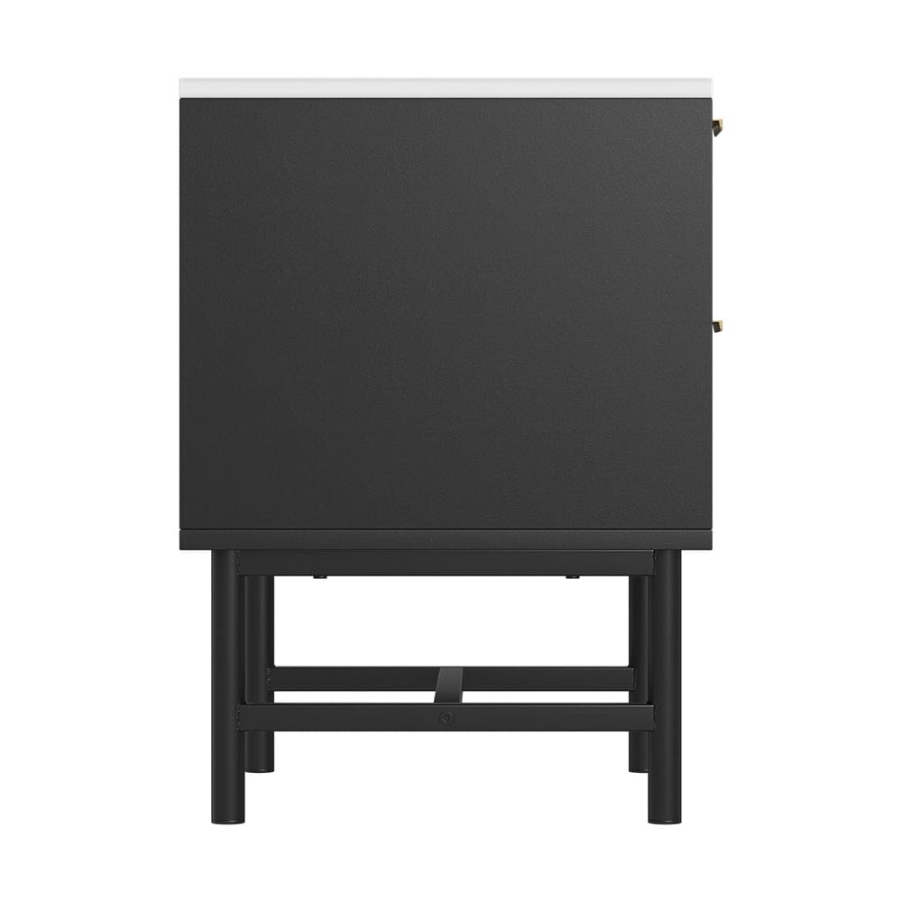 Artiss Bedside Table 2 Drawers - Black - SportZone.co.nz