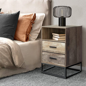 Artiss Bedside Table 2 Drawers with Shelf - BADAN - SportZone.co.nz