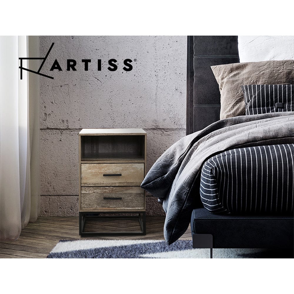 Artiss Bedside Table 2 Drawers with Shelf - BADAN - SportZone.co.nz
