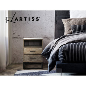 Artiss Bedside Table 2 Drawers with Shelf - BADAN - SportZone.co.nz