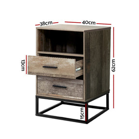 Artiss Bedside Table 2 Drawers with Shelf - BADAN - SportZone.co.nz
