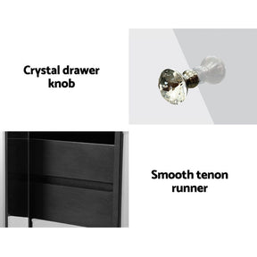 Artiss Bedside Table 3 Drawers Mirrored - QUENN Silver - SportZone.co.nz