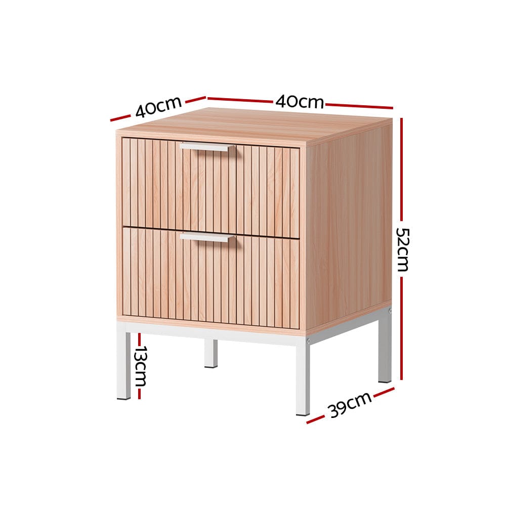 Artiss Bedside Table Drawers Side End Table Storage Cabinet Nightstand Pine LURA - SportZone.co.nz