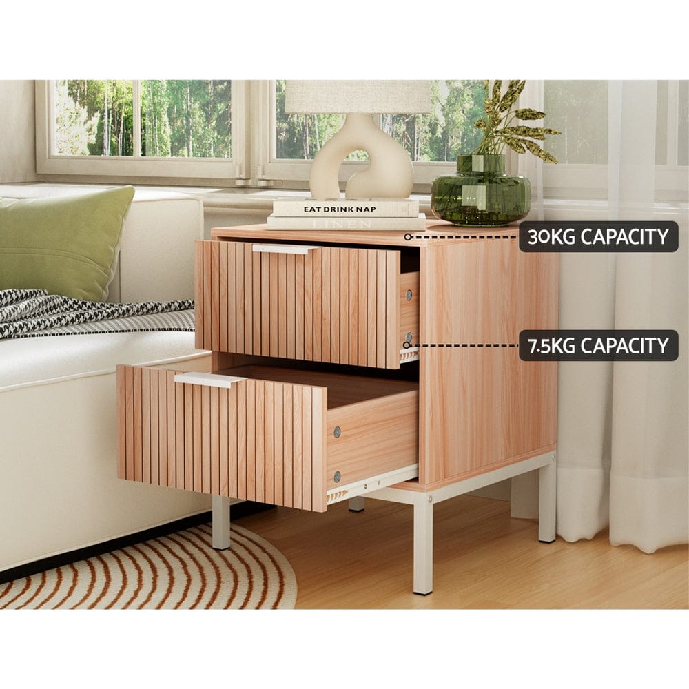 Artiss Bedside Table Drawers Side End Table Storage Cabinet Nightstand Pine LURA - SportZone.co.nz