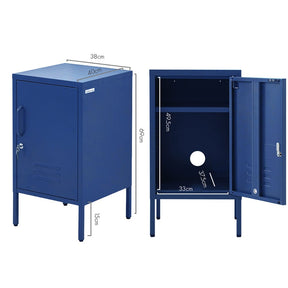 Artiss Bedside Table Metal Cabinet - Blue - SportZone.co.nz