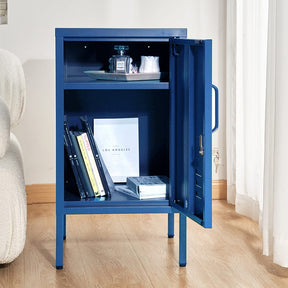 Artiss Bedside Table Metal Cabinet - Blue - SportZone.co.nz