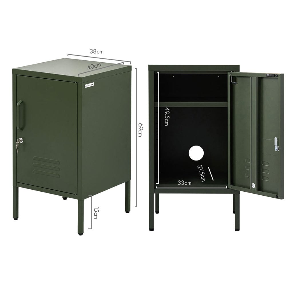 Artiss Bedside Table Metal Cabinet - Green - SportZone.co.nz