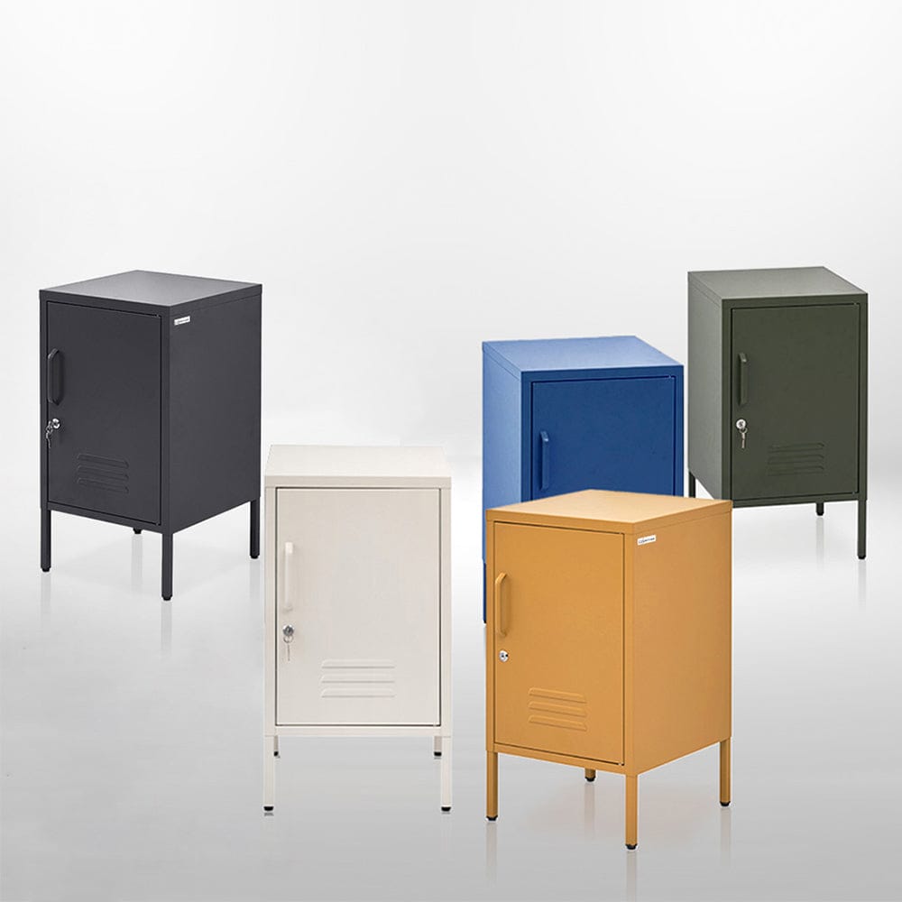 Artiss Bedside Table Metal Cabinet - Yellow - SportZone.co.nz